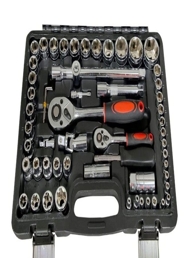 HELLARO 108 In 1 Tool Kit Ratchet Sets 1/2" 1/4" Socket Wrenches Set Screwdriver Mechanics Tools - Hex - Image 1
